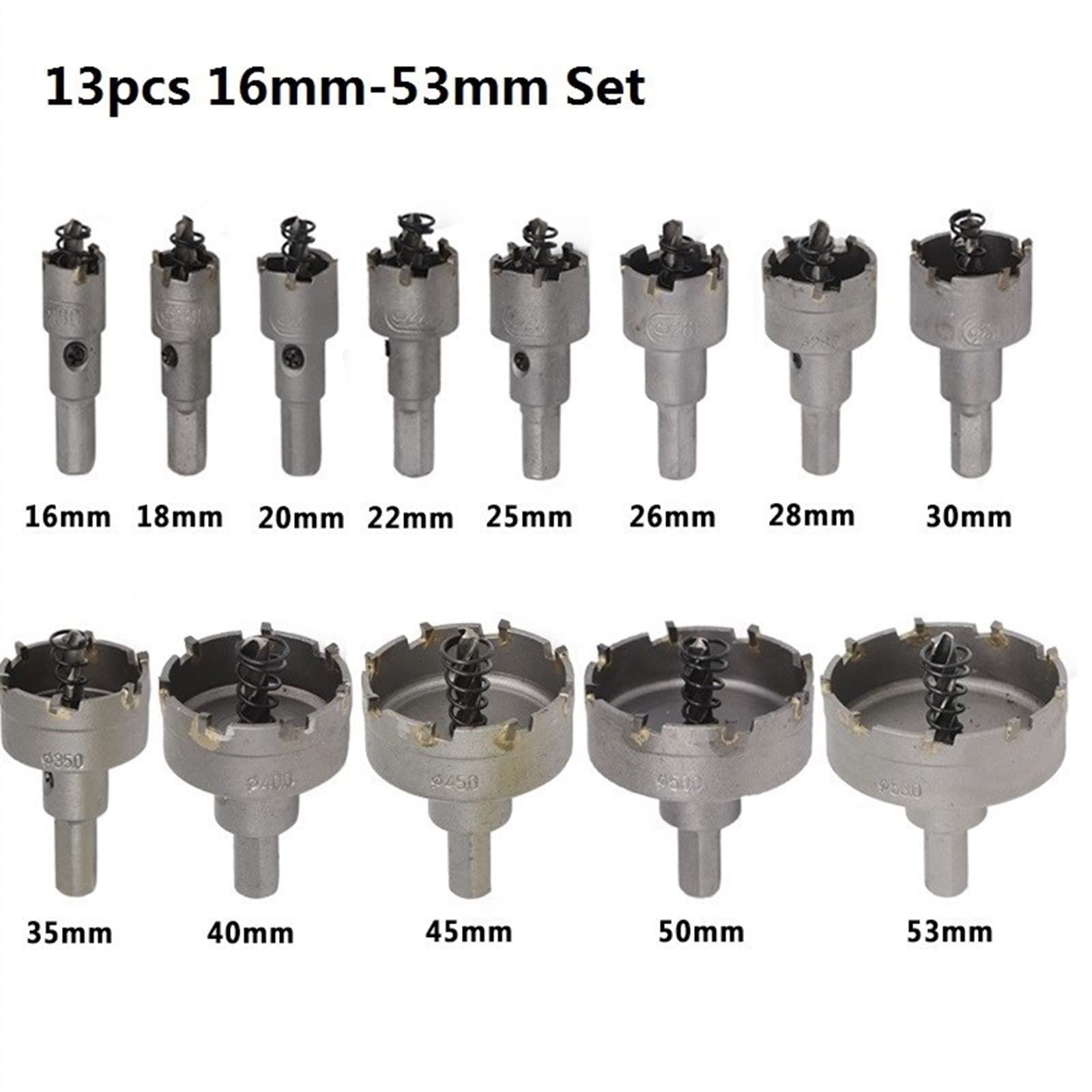 Cortador De Brocas De Carburo De Tungsteno For Placa De Acero Inoxidable, Taladro De Corte De Metal De Hierro, 1 Uds.(13pcs Set)