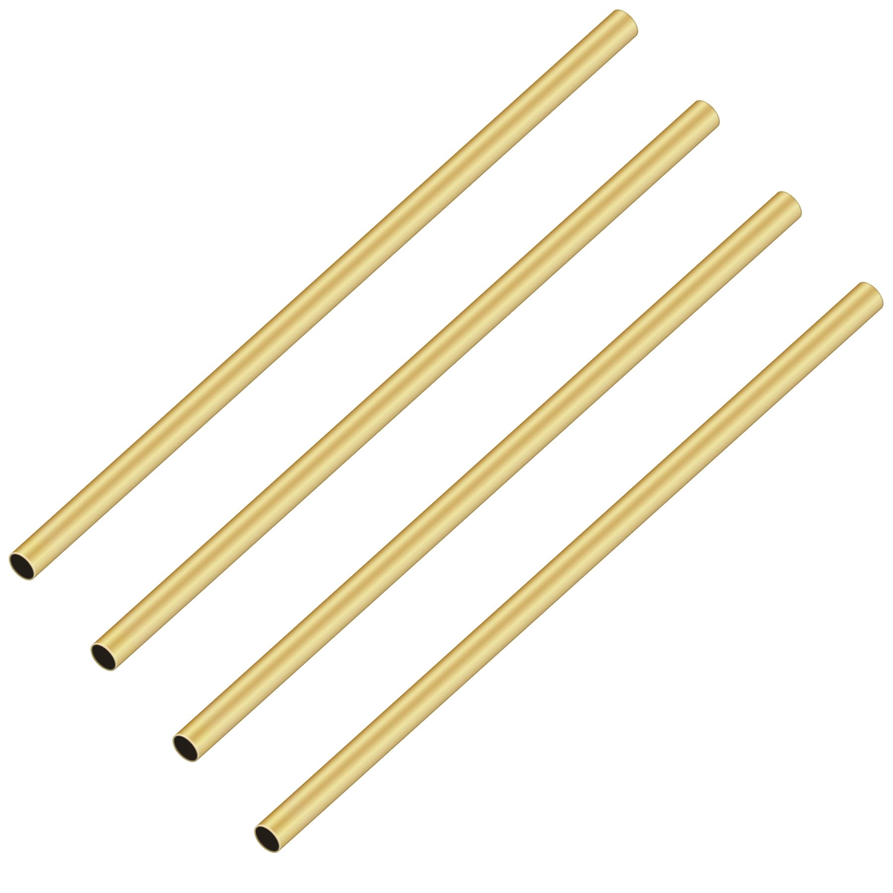 iMeistek 4Pcs Brass Tube, 3.5mm OD x 0.2mm Wall Thickness 200mm Length Metal Seamless Straight Round Pipe Tubing for Gardening Decoration, DIY Crafts