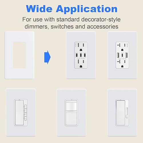 Miniatura 5 de Cubierta de tomacorriente, placa de pared decorativa sin tornillos, cubierta de enchufe de alimentación para interruptor de luz, tamaño estándar de
