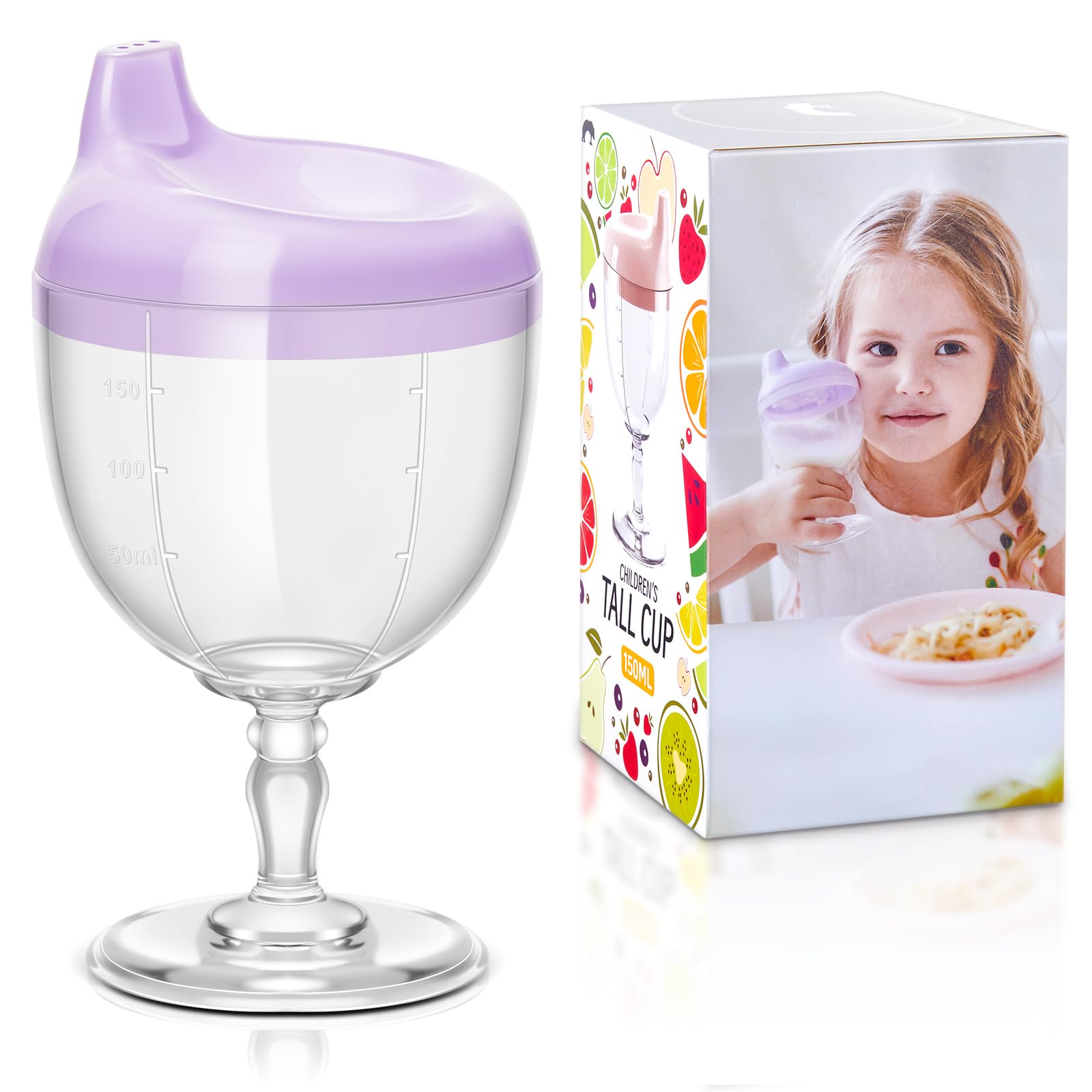 Irenare 1 Pcs Baby Wine Sippy Cup Plastic Goblet Cup No Spill Toddler Sippy Goblet Beverage Milk Water Bottle for Kids Holiday Birthday Party Funny