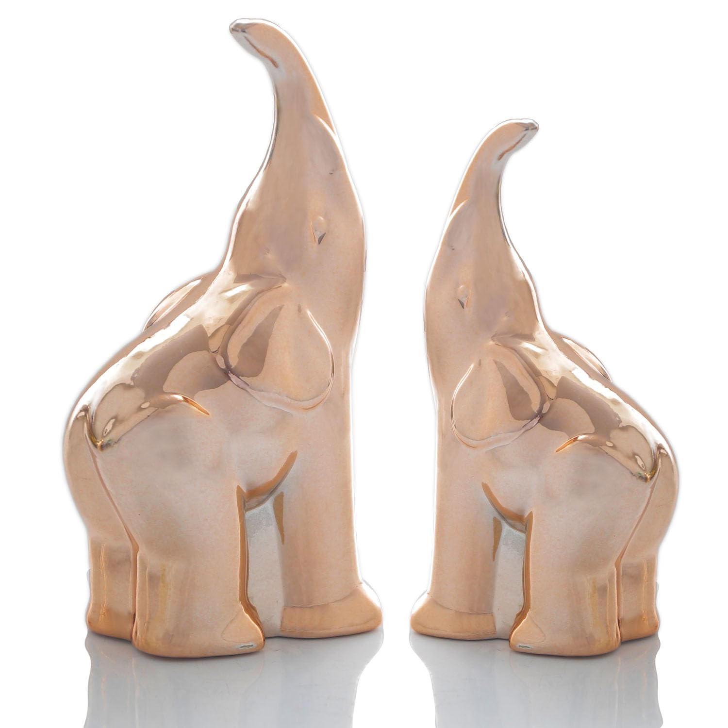 Wisifayardin Ceramic Elephant Statues Home Decor - Gold Elephant Figurines with Trunk Up for Women - Elephant Lovers Collections