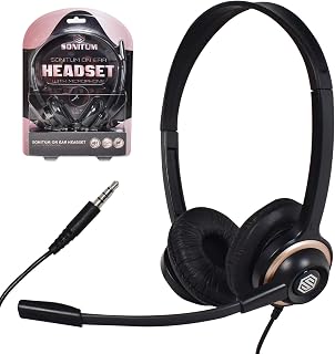 Sonitum Noise Canceling Headset with Mic - Comfortable Over-Ear PC Headphones for Office Calls, Zoom Meetings, Rotating Mic, 3.5mm Jack