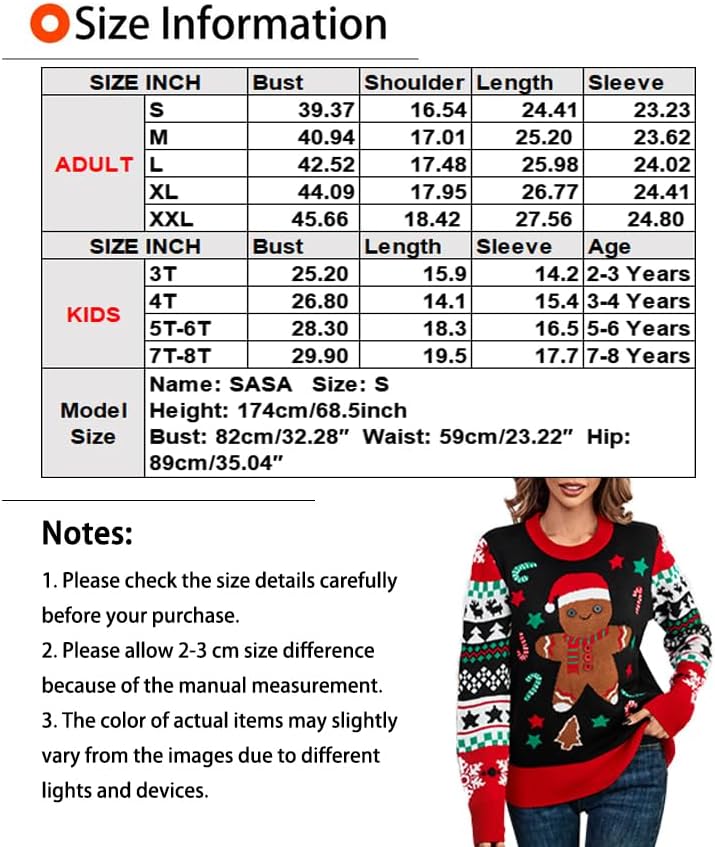 LANPULUX Christmas Sweater for Women Crewneck Adorable Ugly Christmas Sweater Family Matching Outfits Loose Pullover Knitwear - Image 6