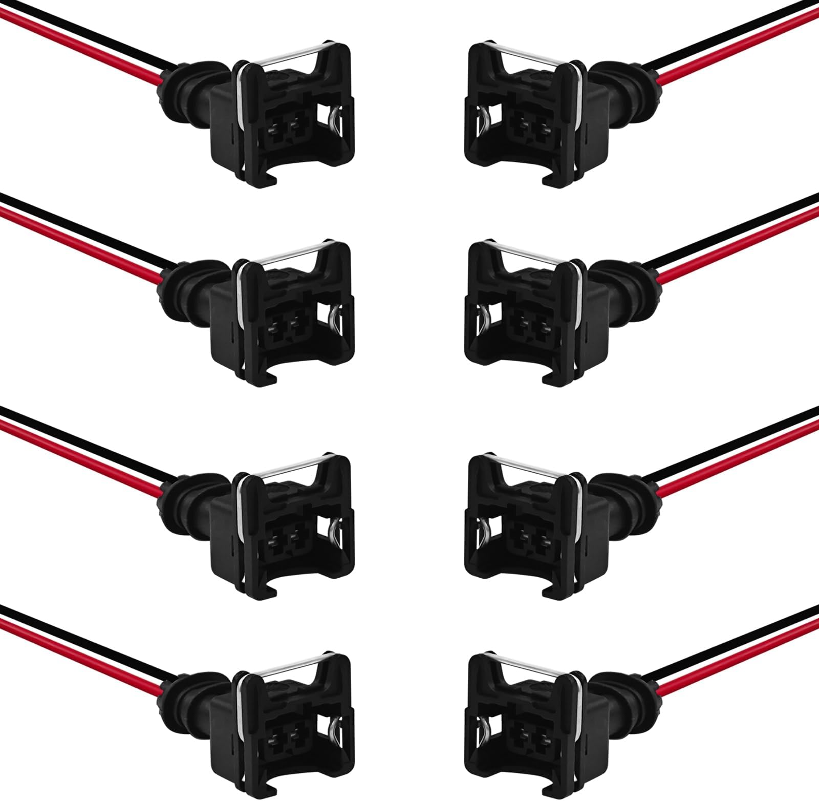 8 PCS Fuel Injector Connector, Fuel Injector Connector with Extended Pigtail Wiring Harness, Copper Core Plug EV1 OBD1 Plug Wire Harness Pigtail Wiring Loom Fit for RC, Bosch, Honda, Ford, Toyota