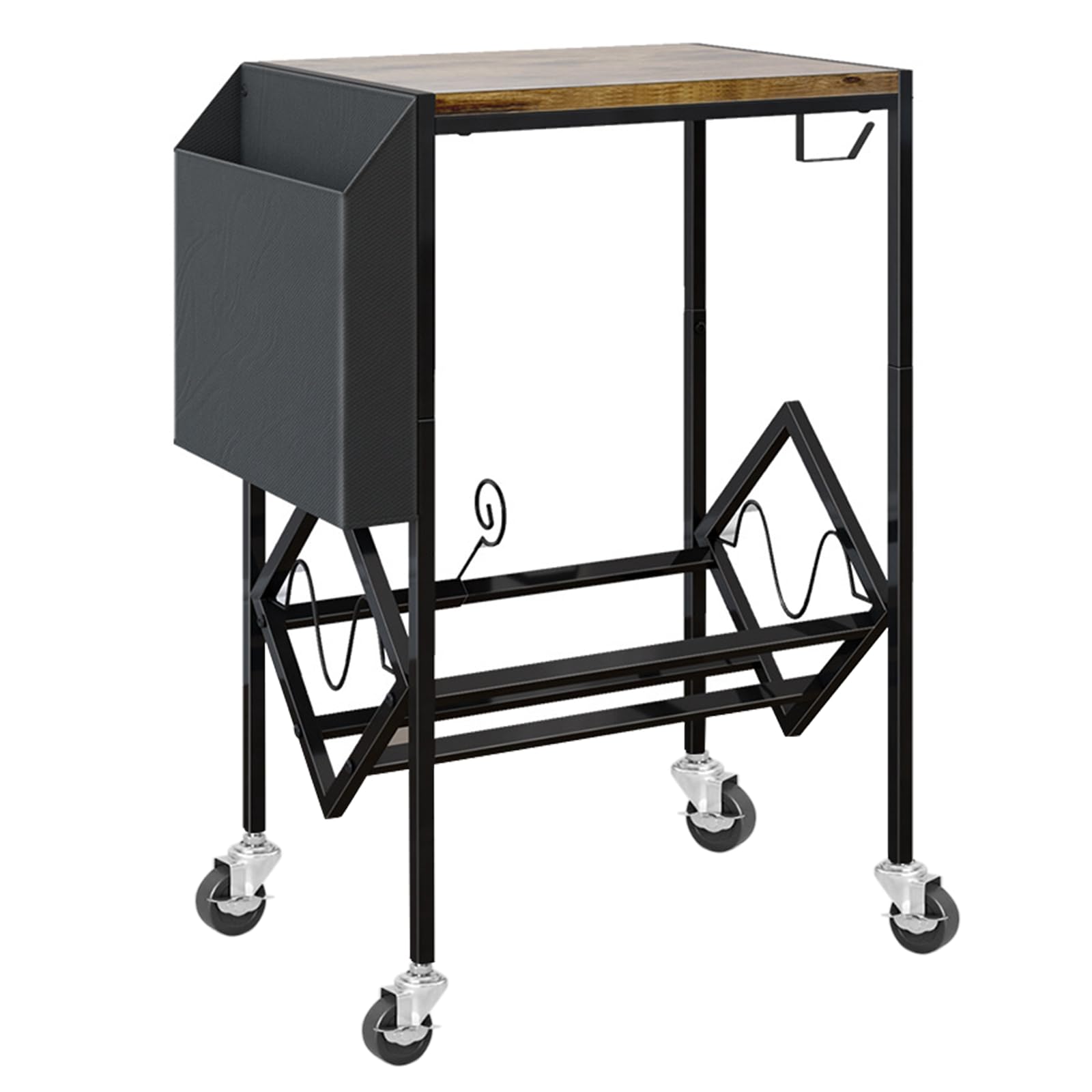 Savieva Vinyl Record Player Stand - Industrial Nightstand with Storage for 80 Albums, Metal Frame Wooden Turntable for Living Room, Bedroom, Office