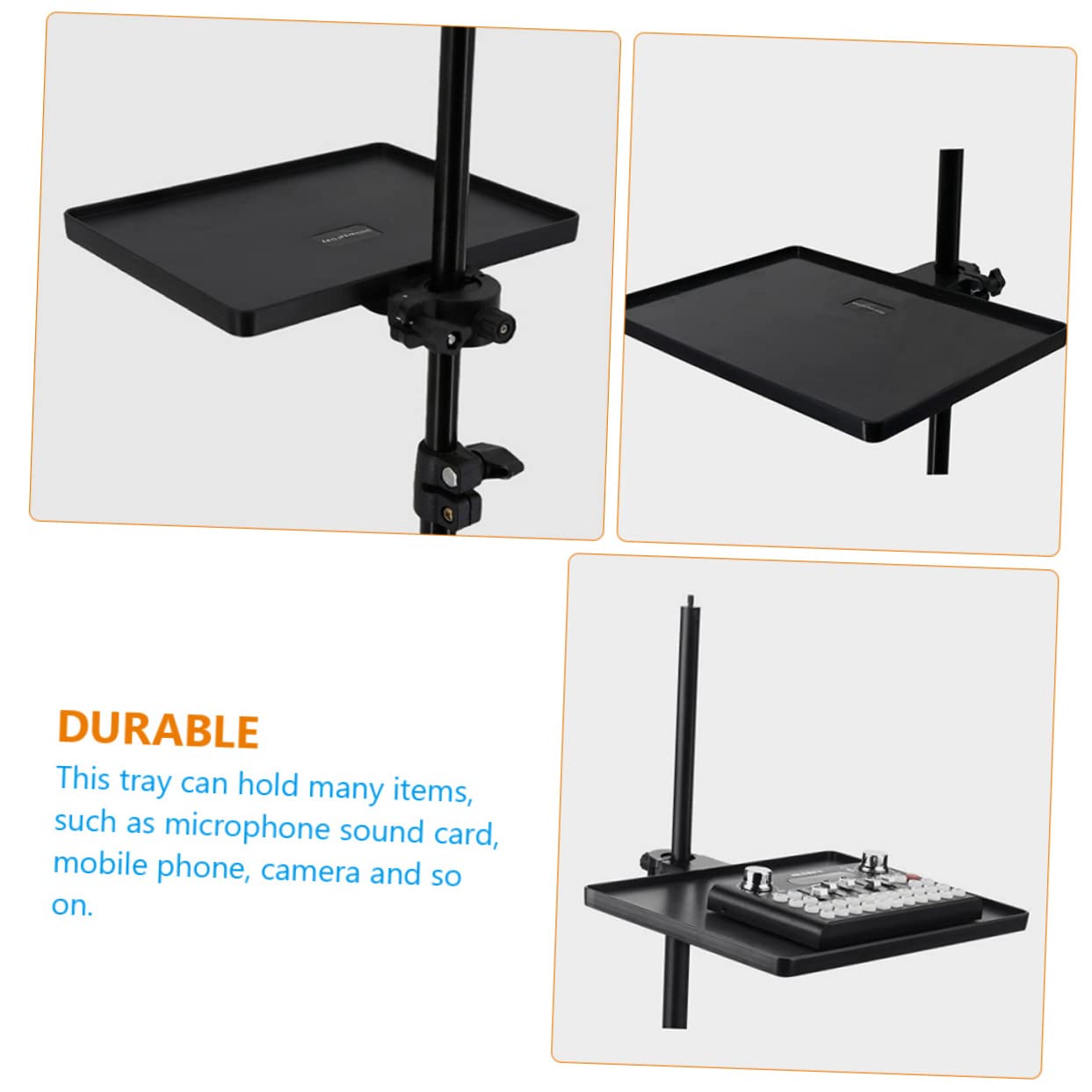 VICASKY Live Broadcast Tripod Mic Stand Shelf Multi-mic Holder Sound Card Tray Clamp Sound Card Tray Microphone Supplies