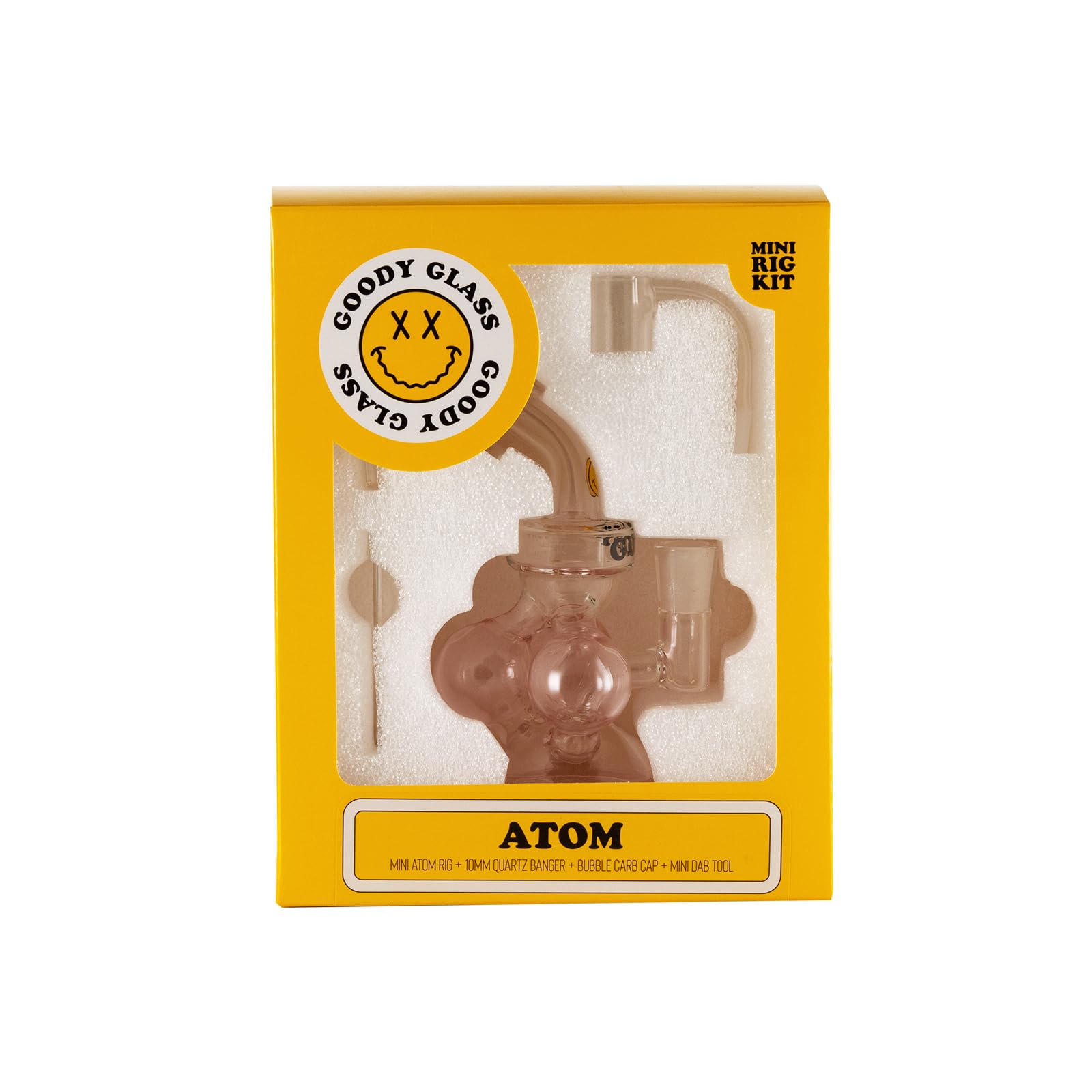 Goody Glass Atom Mini Dab Rig 4Piece Kit Bong Pipe à eau - Rose