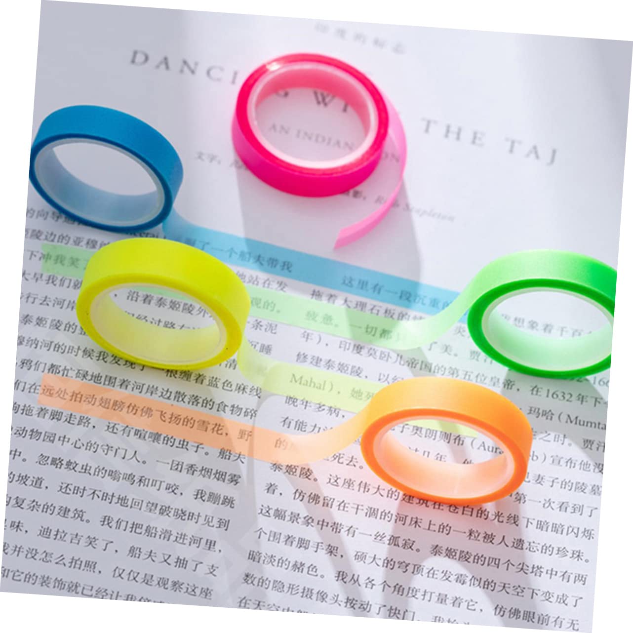 80rollos Cintas Adhesivas Fluorescentes De Transparentes Para Libros De Marcadores Para Anotaciones y Estudio Para Lectura y Organización De Notas