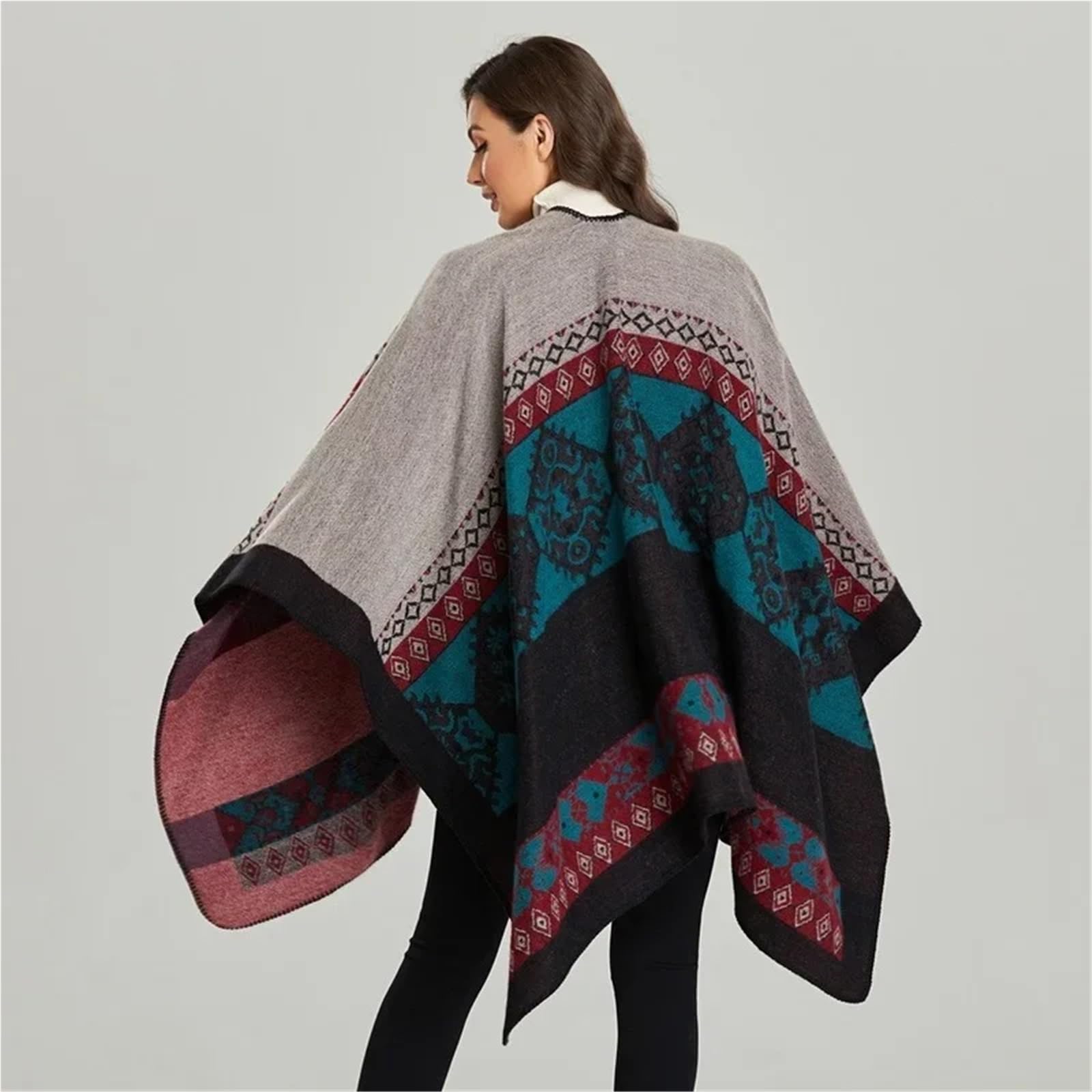 Poncho e Mantelle Invernali alla Moda, Sciarpe in Imitazione Cashmere da Donna, Scialli Caldi, Poncho per Felpa