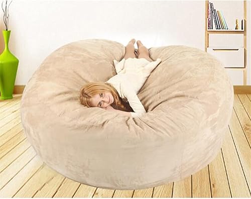 Miniatura 3 de Funda para silla puff (sin relleno), lujosa silla gigante de 678 pies para organizar juguetes de felpa o espuma viscoelástica (color beige, tamaño 6