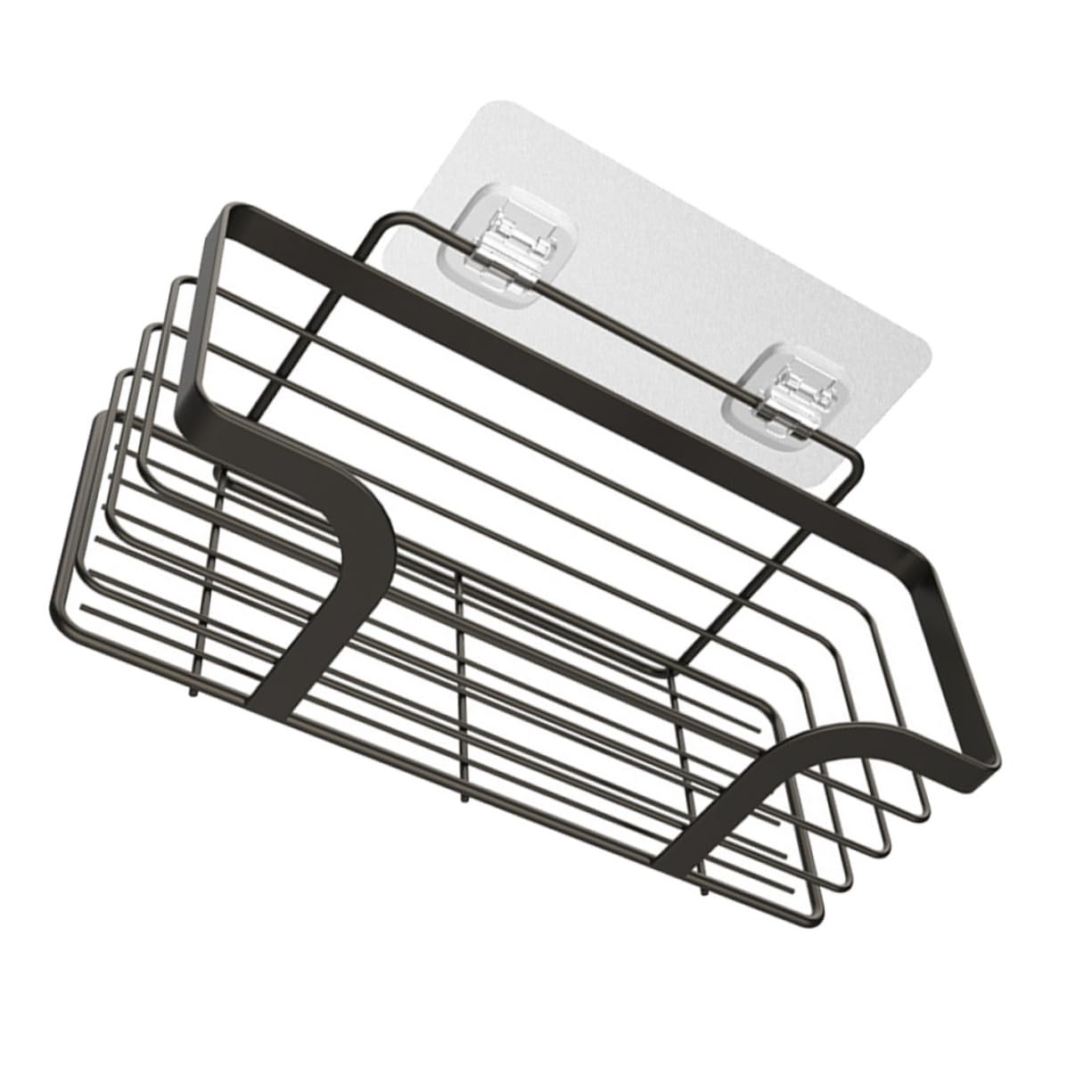 LIFKOME Estanteria Baño Ducha Adhesivo de Acero Inoxidable Negro, Instalación sin Taladro, Esquinas Redondeadas, Adecuado para Almacenamiento Baño y Ducha