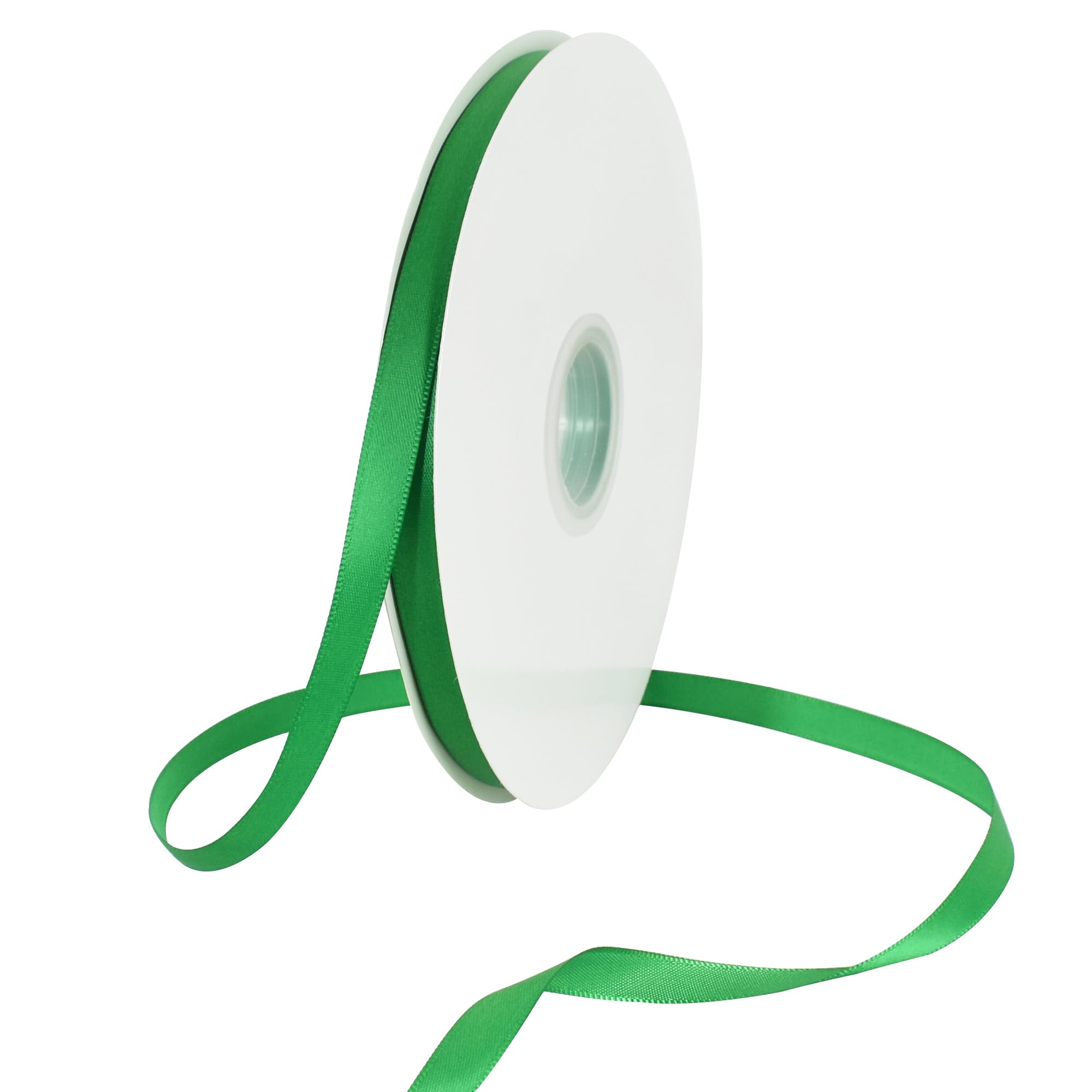 TONIFUL 3/8 Inch x 100yds Bright Green Satin Ribbon Thin Solid Fabric Ribbons Roll for Gift Wrapping Invitation Floral Hair Balloons Craft Sewing Party Wedding Decoration Valentine's Day Bouquet — image 1