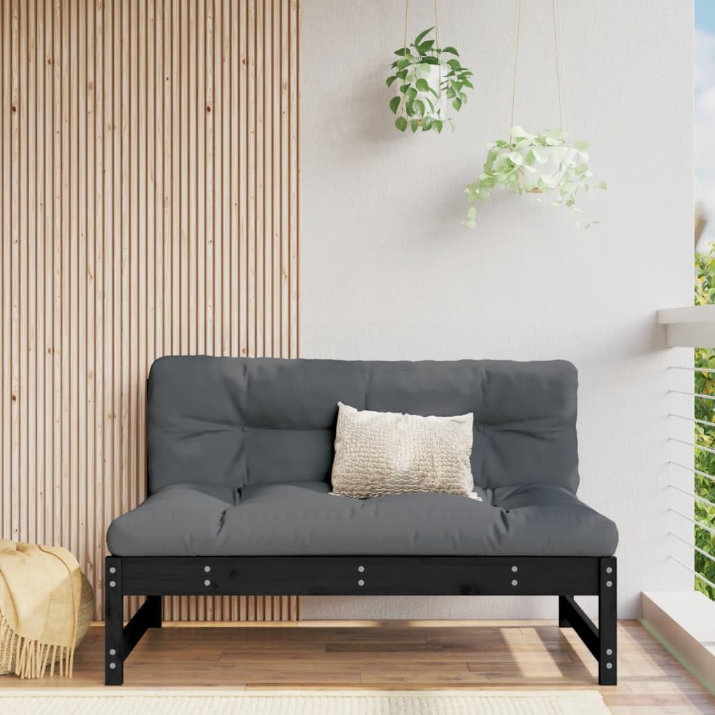 Homgoday Sofá Central Madera Maciza de Pino Negro 120x80 cm, Sofá Central Jardín Muebles de Exterior Sillón Asiento Silla Sala de Estar Salón Terraza Patio Exterior Balcón Estable Tipo 2