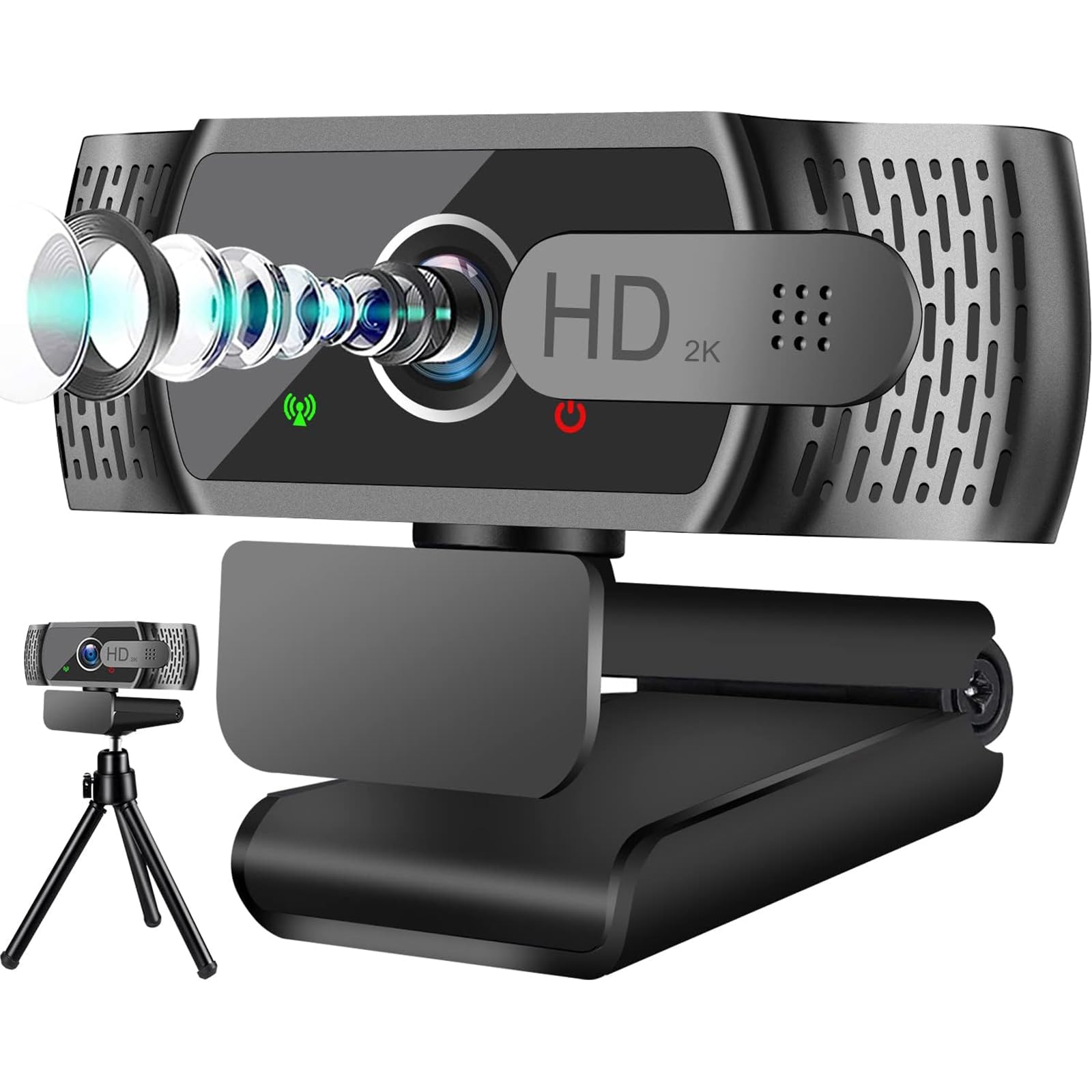 Aigolink Webcam 1080P With Microphone And Webcam Cover, Tripod - View #5