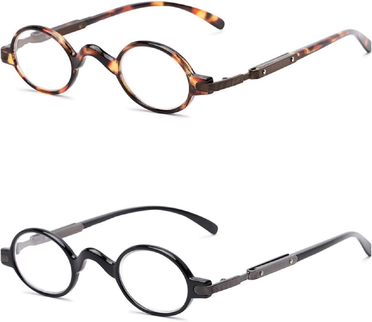 The Potter Unisex Reader, Metal Round Vintage Spring Hinge Reading Glasses for Men and Women + 1.00 (Black and Tortoise)