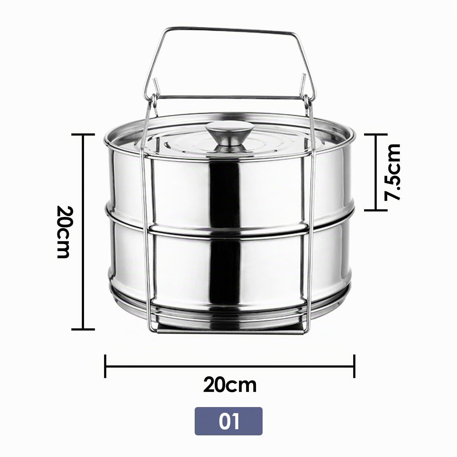 Tissting Set di 2 Pentole a Vapore Impilabili in Acciaio Inox con Manico - Accessorio per Instant Pot per Cottura Sana di Verdure, Pesce e Gnocchi