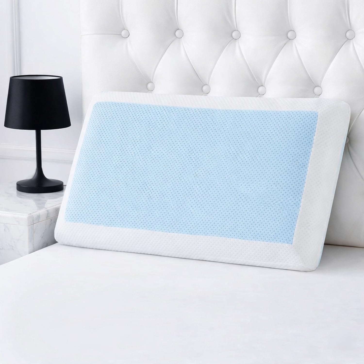 Cooling Memory Foam Gel Pillow, Ergonomic Supportive Bed Pillow with Ventilated Breathable Washable Cover 1 Pack, Soft Neck Pillow for Pain Relief, Ideal for Side, Back and Stomach Sleepers