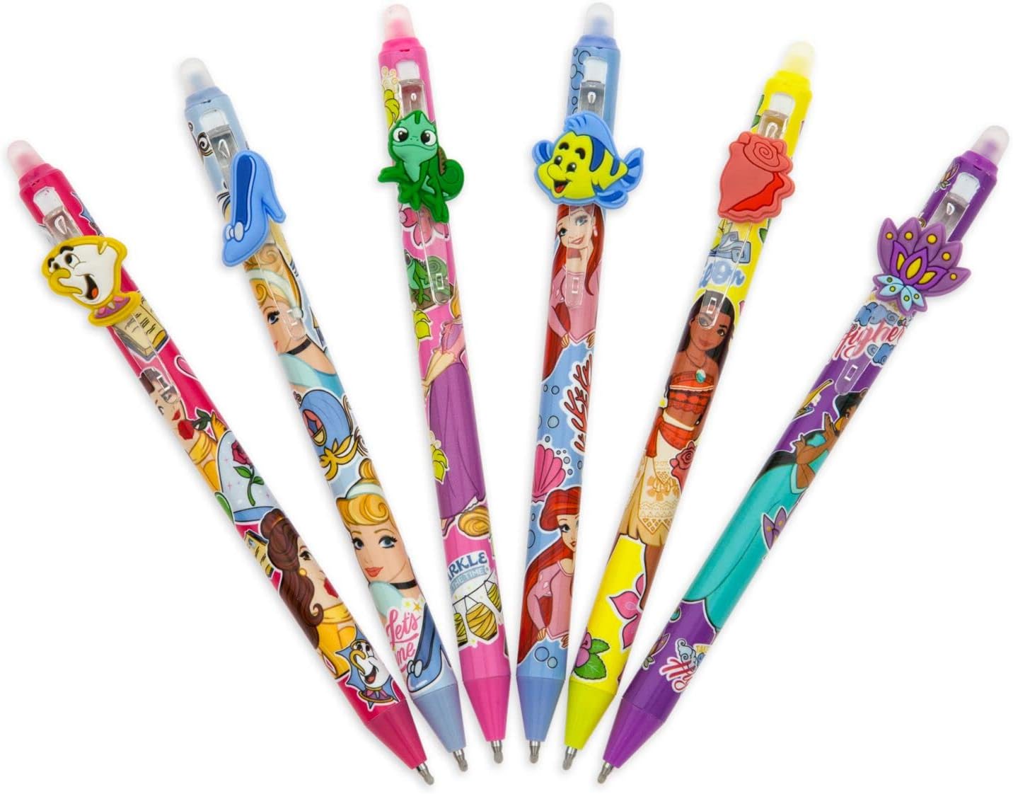 Disney Princess 6 Pen Set, Snow White, Cinderella, Belle