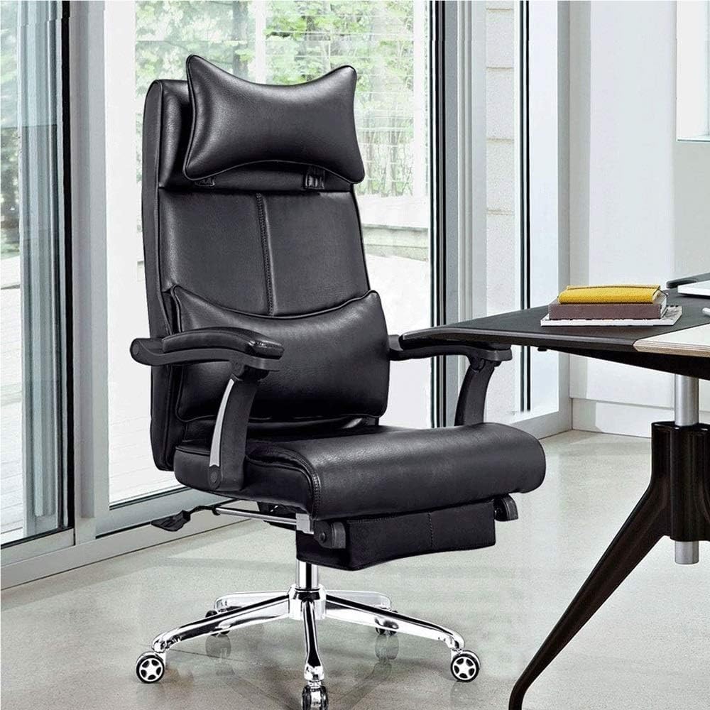 Ergonomic High Back Office Chair with Stylish Exterior Clear Texture Soft Breathable Leather Desk Chair for Meeting Room Reception Study Workers Comfort(Brown)