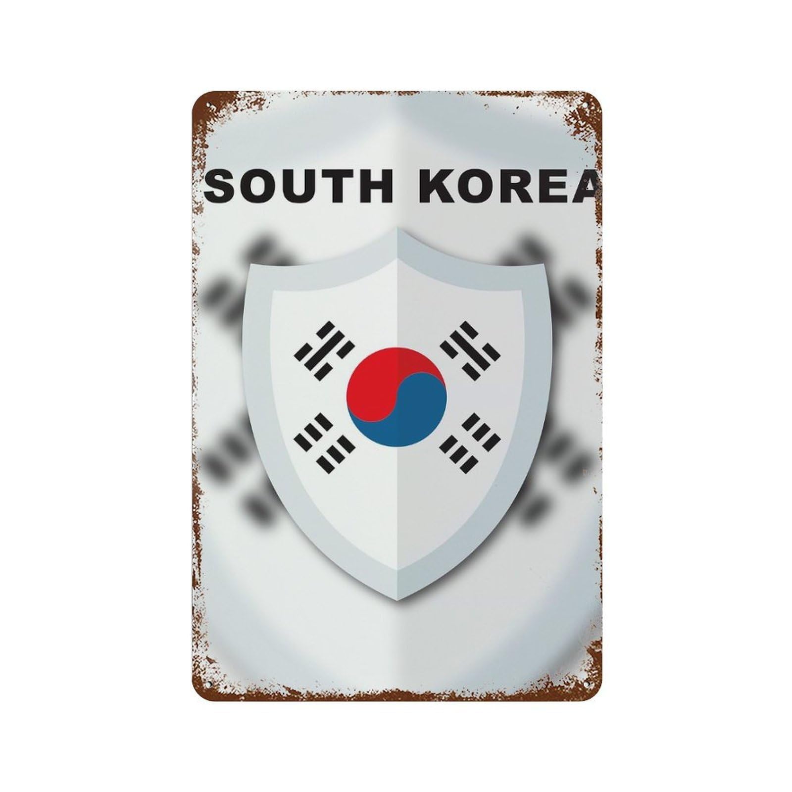Garage Style South Korea Flag Rustic Tin Plaque 11.8"x7.9", Vintage Wall Decor for Bar And Workshop