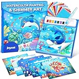 JoyCat Paint with Water Coloring Books, Art & Craft Activity, No Mess Art for Kids Ages 4-8, Craft Kits & Supplies, DIY Creative Activity, Presents for Girls & Boys (Sea Animals)