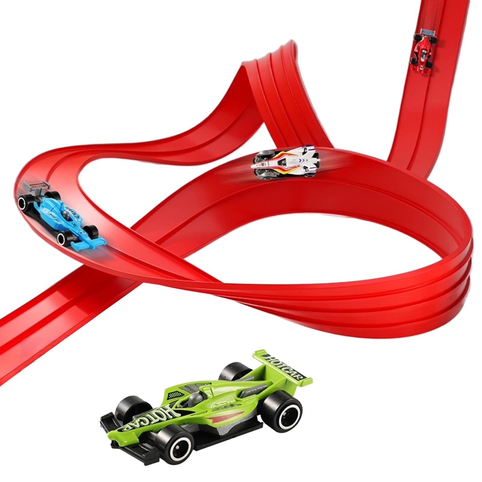 Set di Auto e Pista Macchinine in PVC Flessibile | Rampa Da Corsa Arrotolabile Kit Auto Giocattolo per Interni, Soggiorno, Giardino, Camera, Bambini, Bambine, Piccoli