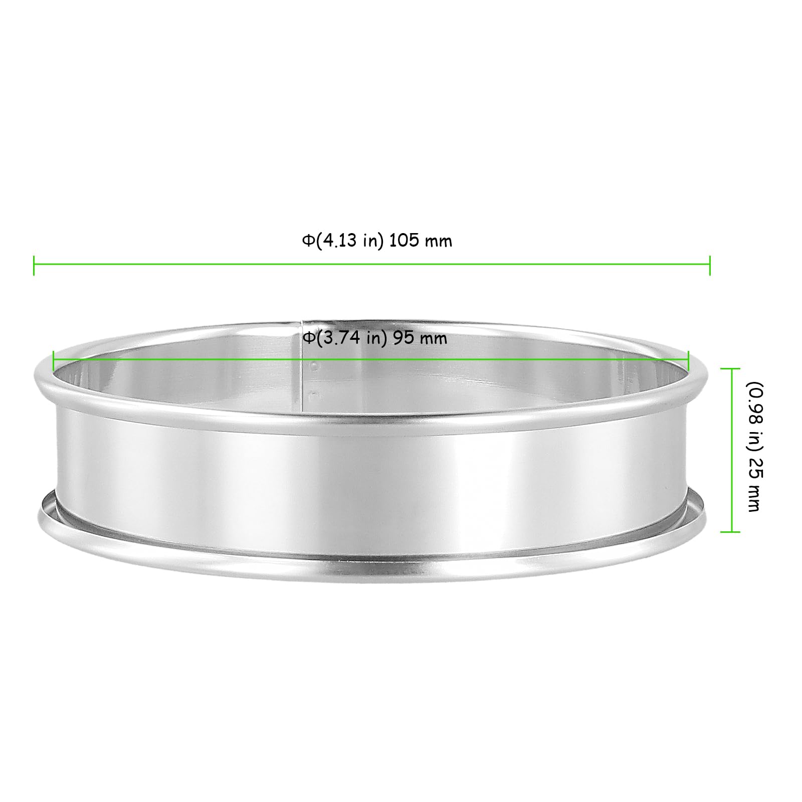 TAICHEUT 20 PCS 4 Inch Silver Crumpet Rings, Round Stainless Steel Baking Rings, Double Rolled Tart English Muffin Rings for Pancake Cookie Baking