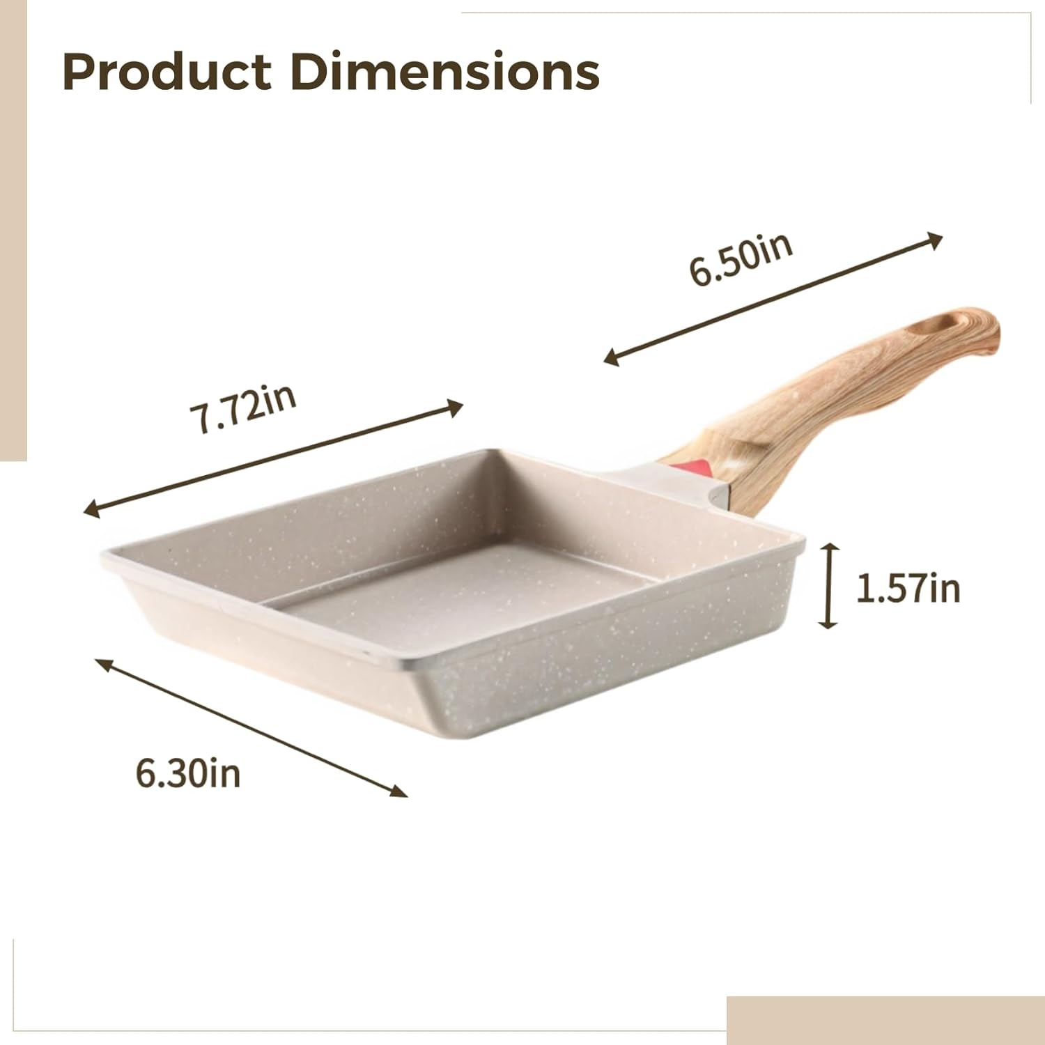 Professional Japanese Tamagoyaki Pan, Square with Wooden Handle, Non-Stick Omelette Pan with Spatula and Whisk Set for Breakfast and Dishes
