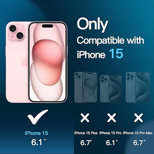 Miniatura 3 de JETech Protector de pantalla para iPhone 15 de 6.1 pulgadas con protector de lente de cámara, herramienta de fácil instalación, película de vidrio