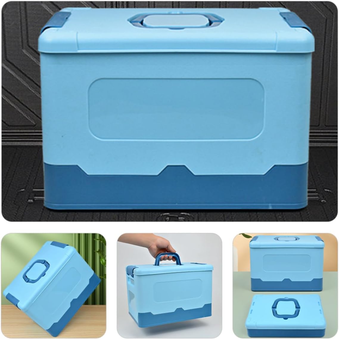 Portable Plastic Storage Box, Foldable Handheld Tools Case with Handle