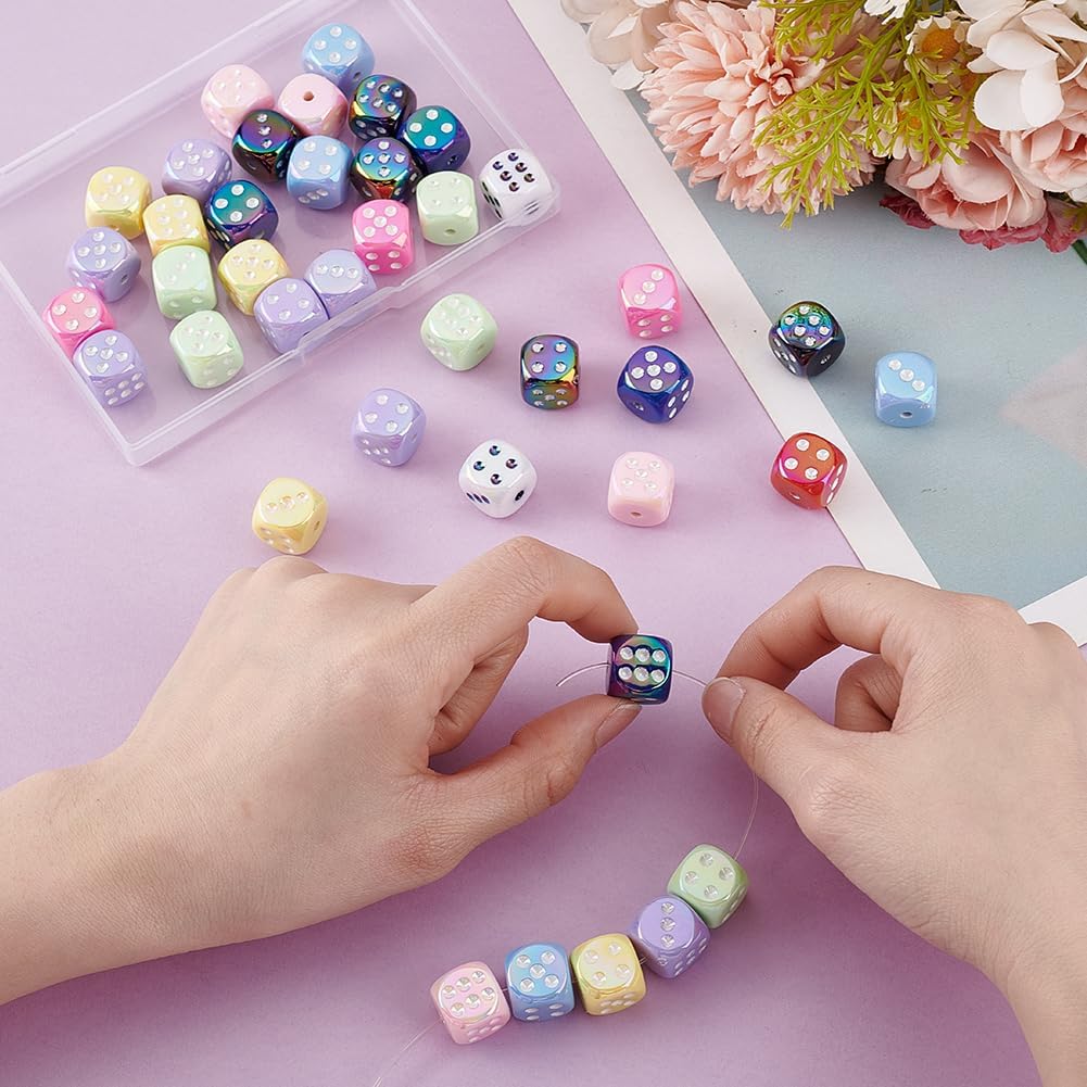 40Pcs 14mm Acrylic Dice Beads Bulk 14mm Colorful Square Dice Spacer Beads Cube Craft Loose Bead for DIY Bracelets Keychain Jewelry Making Hole: 2.5mm - Image 3