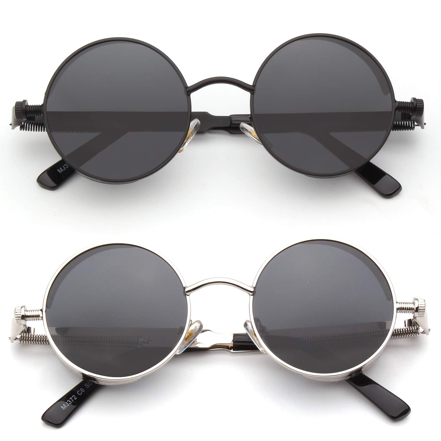 E72 Retro Steampunk Style Inspired Round Metal Circle Polarized Sunglasses for Women Men