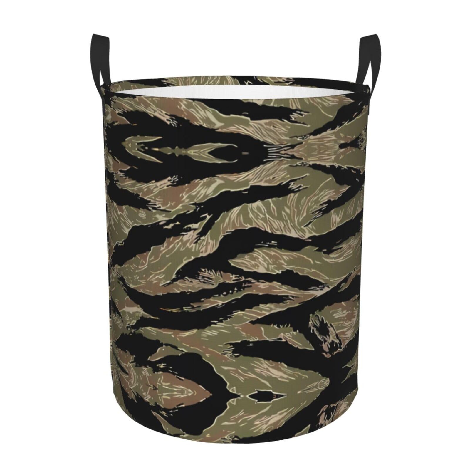 M Collapsible Tiger Stripe Camo Print Circular Hamper Round