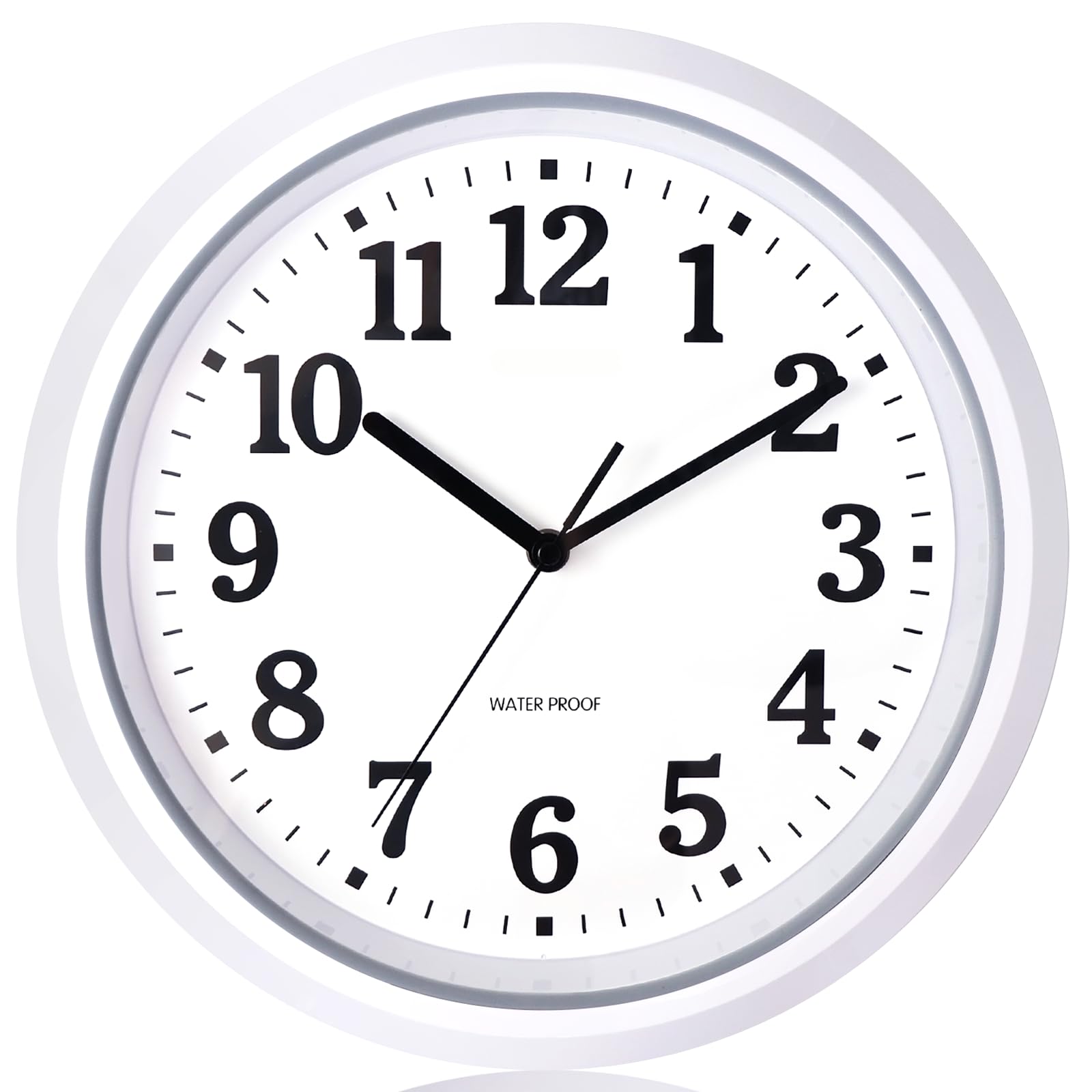 Horloge d'extérieur 32 cm - Étanche - Résistante aux intempéries - Facile à lire - Silencieuse - Pour extérieur, piscine, balcon, salle de bain - Blanc
