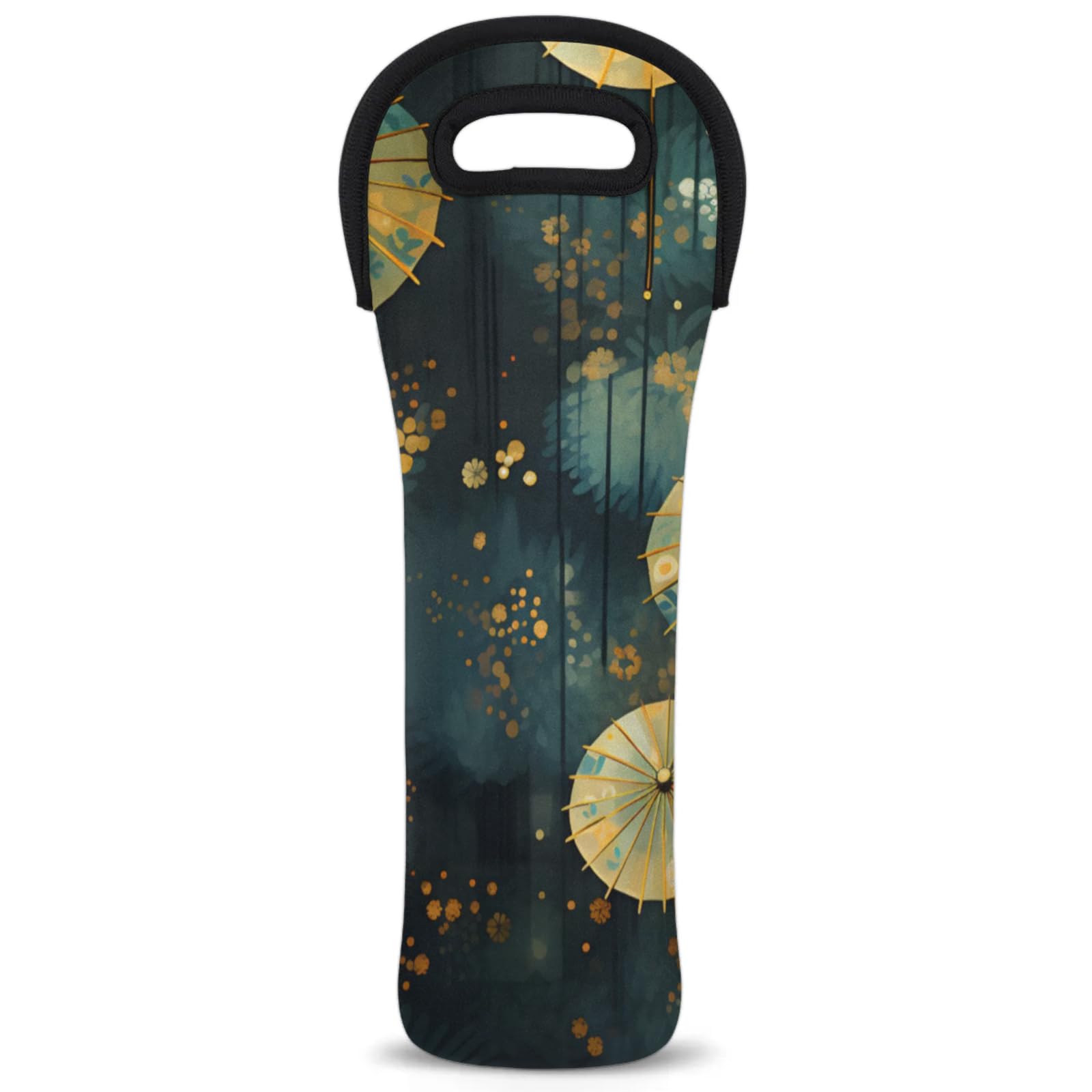 Neoprene Wine Tote Carrier Bag for Wine,Water, Champagne, Beer, Baby Bottles 15.6 x 5.1 Inches, Protective Wine Bag,Japanese Umbrella