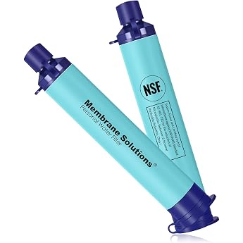 Membrane Solutions Outdoor Camping Water Filter for 5000 Litres of Filtered Water Filter Accuracy up to 0.1 Micron Removes 99.9999% E.coli BPA-Free Pack of 2