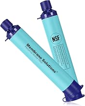 Membrane Solutions Survival Filter Straw, Outdoor Water Filter for Camping and Hiking, Removes 99.9999% of E.coli, Filtration Accuracy 0.1 Micron, BPA-Free, Ultra-Light, 2 Pack