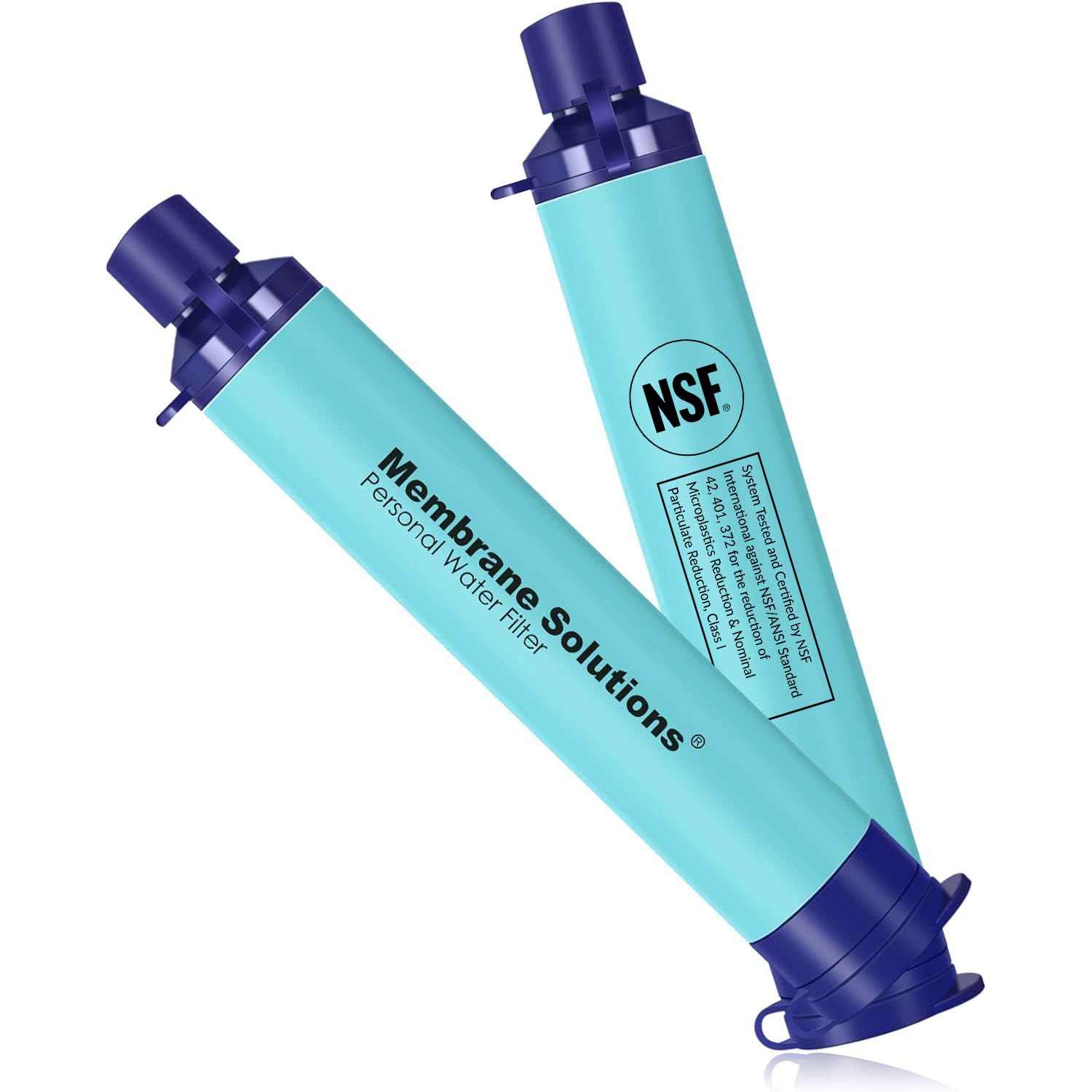 Membrane Solutions Filtro dell'Acqua Potabile, Rimuove il 99,9999% dei E.Coli, Precisione del Filtro 0,1 Micron, Sistema di Filtraggio Portatile per Emergenze, Campeggio, Sopravvivenza, 2 Pack
