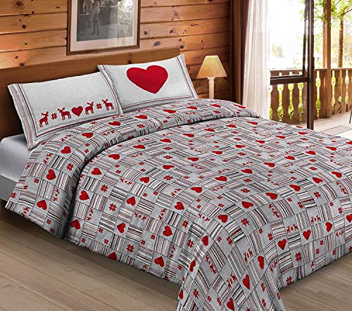 Smartsupershop Completo Lenzuola in Cotone Cuori Appesi Cuore Colore Rosso Cupido (Matrimoniale)