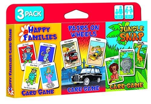 Cartamundi 3 x kids Card Games – Jungle Snap, Pairs on Wheels & Happy Families, Great Fun For Ages 4+