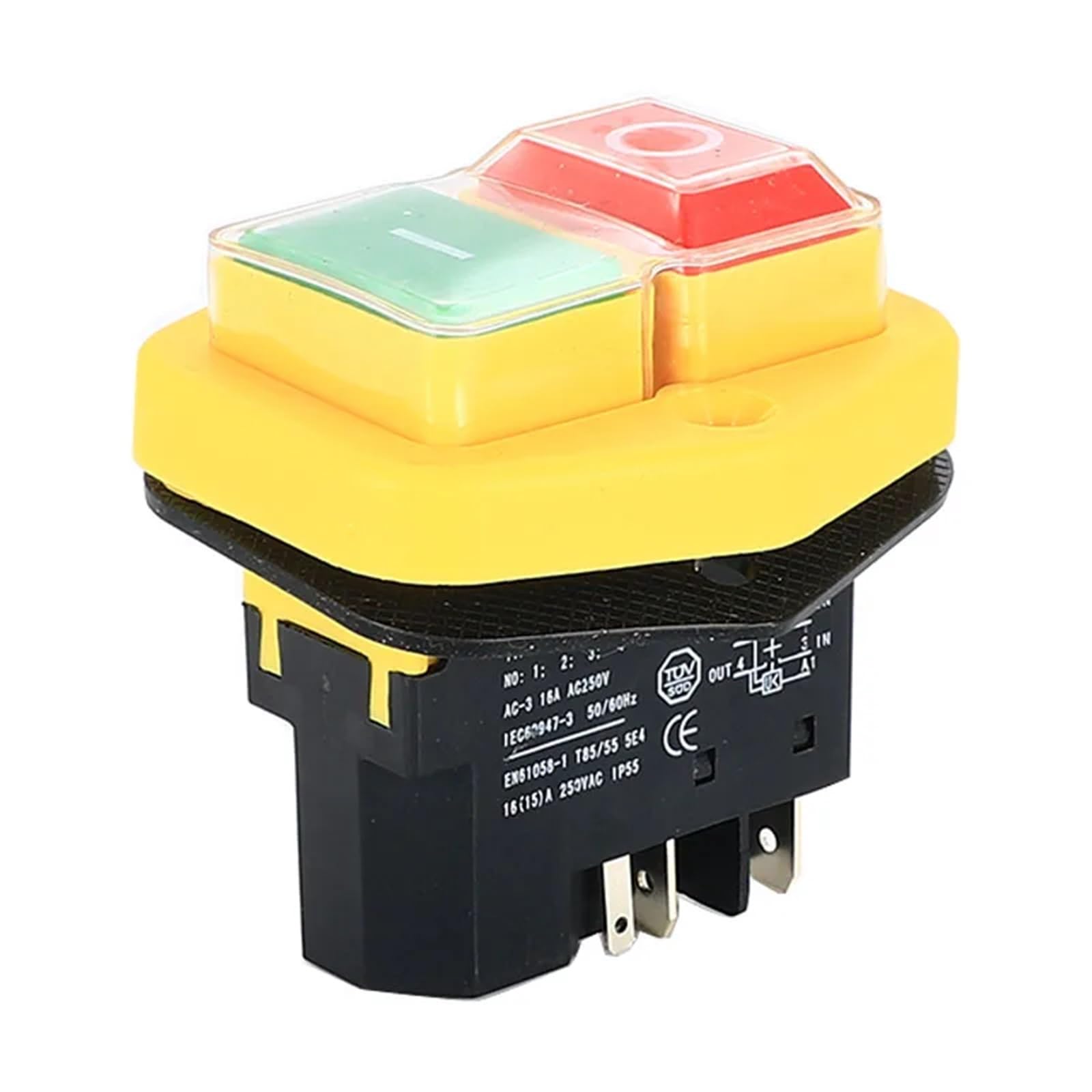 WQGQPXOB AC 250V 6A Waterproof Electromagnetic Pushbutton Machine Saw Cutter Drill On Off DZ04 DZ05 DZ-6 Solenoid Switch(AL121208F-02/RG)