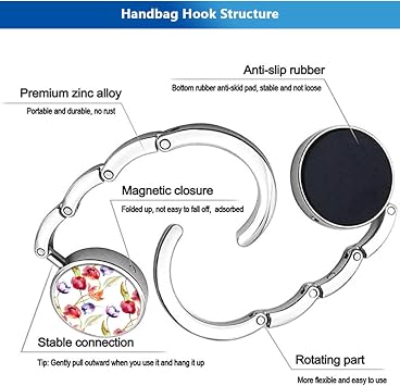 Custom Foldable Purse Hooks for Table Personalized with Photo Text Logo Handbag Hanger Holder, Chocolate