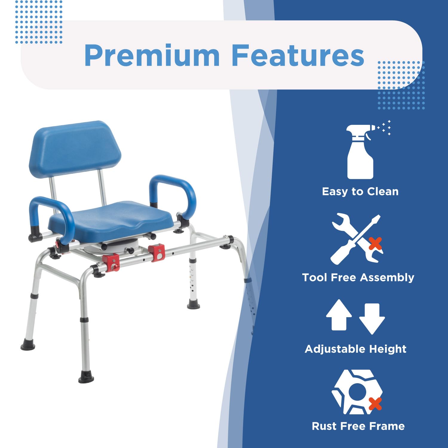 Journey SoftSecure - Banco Giratorio para bañera – Silla de Ducha para bañera Interior – Asiento Acolchado para bañera con Brazos – Taburete de Ducha y Banco de Transferencia de bañera – Sillas de