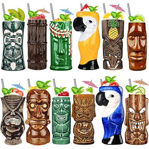 Tiki Mugs Cocktail Set of 12