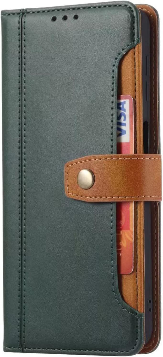 Flip Case for iPhone 14/14 Plus/14 Pro/14 Pro Max with Card Slots, Durable PU Leather Magnetic Closure Folio Wallet Case Shockproof Full Protection Phone Cover (Color : Green, Size : 14Pro)