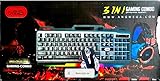 Ensemble complet 3 en 1 : comprend un clavier filaire, une souris optique et un casque stéréo, idéal pour le bureau, la maison et les configurations de jeu.