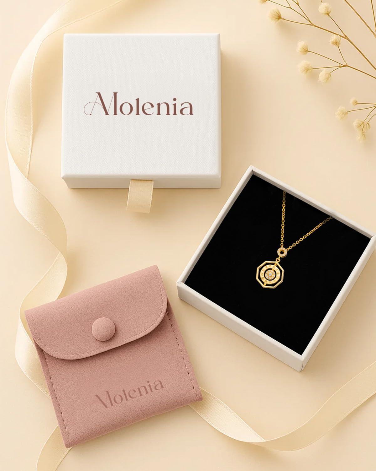 Language of Love Collection: S925 Sterling Silver Gold Plated Necklace for Women, Dainty Heart Pearl Lock Spinner Pendant Non Tarnish Meaningful Anniversary Birthday Gift for Her Wife Girlfriend Mom