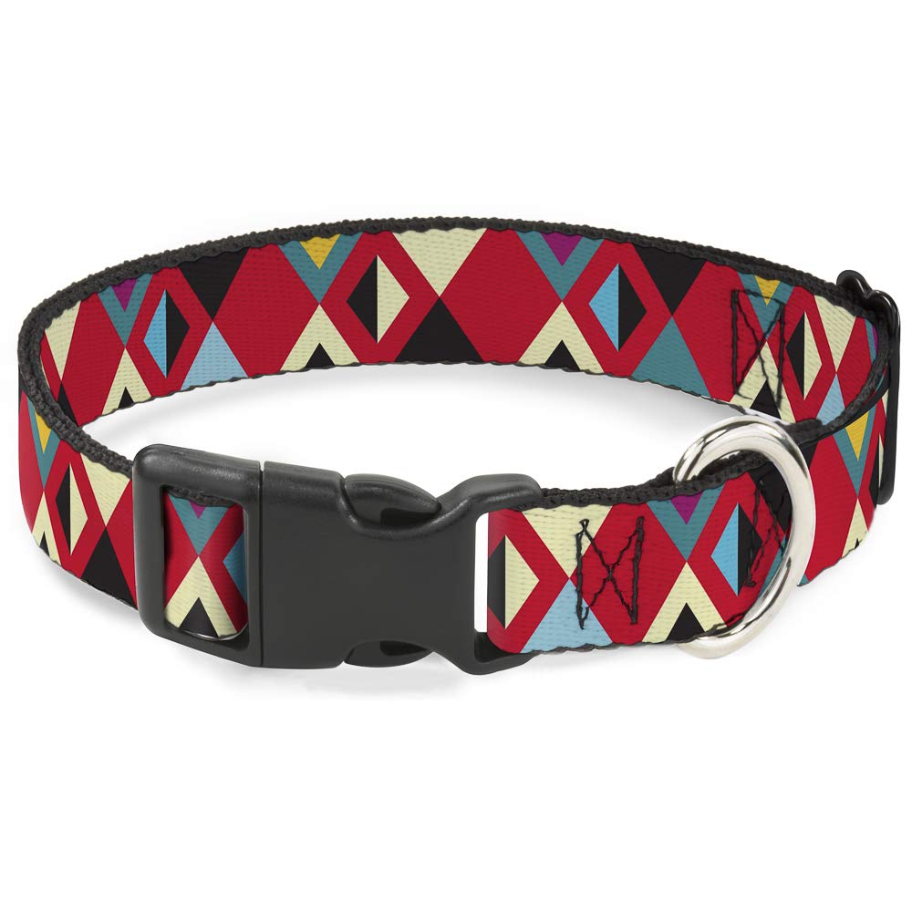 Collier géométrique turquoise et ivoire Buckle Down avec clip plastique robuste