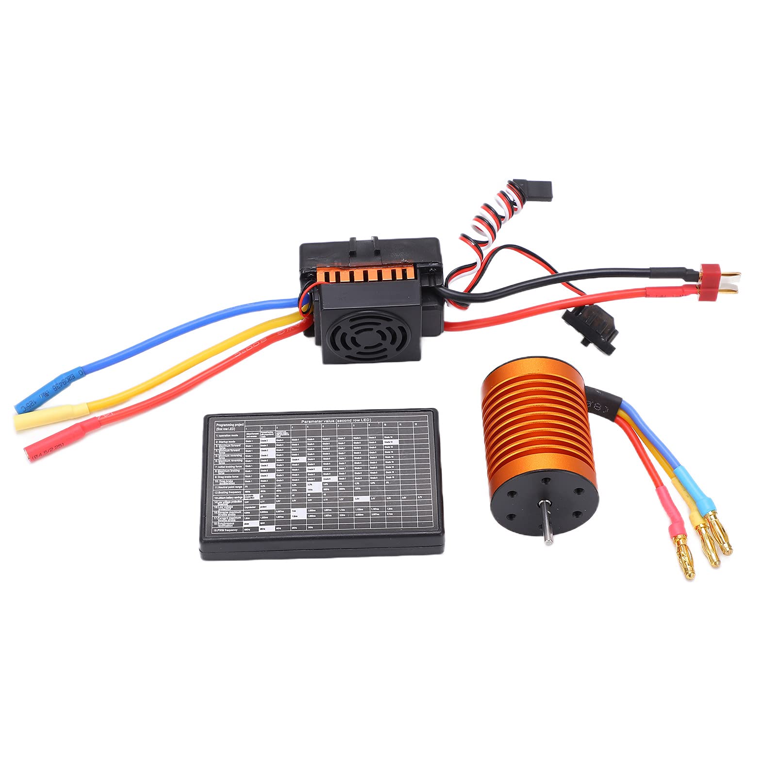 Keenso Juego de Motor sin Escobillas RC, Motor sin Escobillas F540 4370KV con ESC Impermeable de 60 A, Diseño de Aleación de Aluminio de 4 y 12 Ranuras, Tarjeta de Programación, para Actualización de