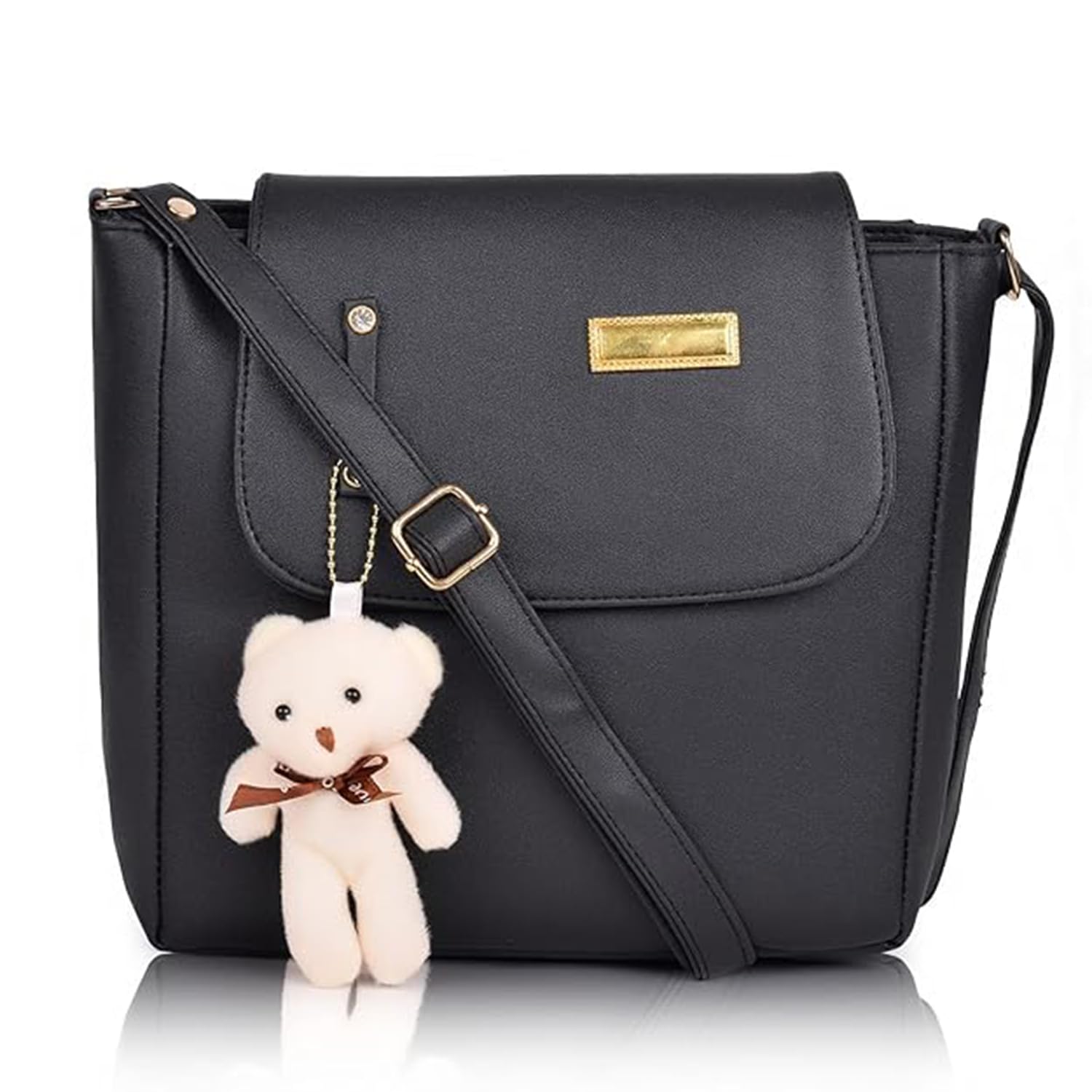 Irshad Fahshion World rendy Womens/girls PU Sling Bag with Adjustable Strap Sling Bag/Crossbody Bag For Women & Girls (Black) (B0CYPTMX91) Amazon Price History, Amazon Price Tracker